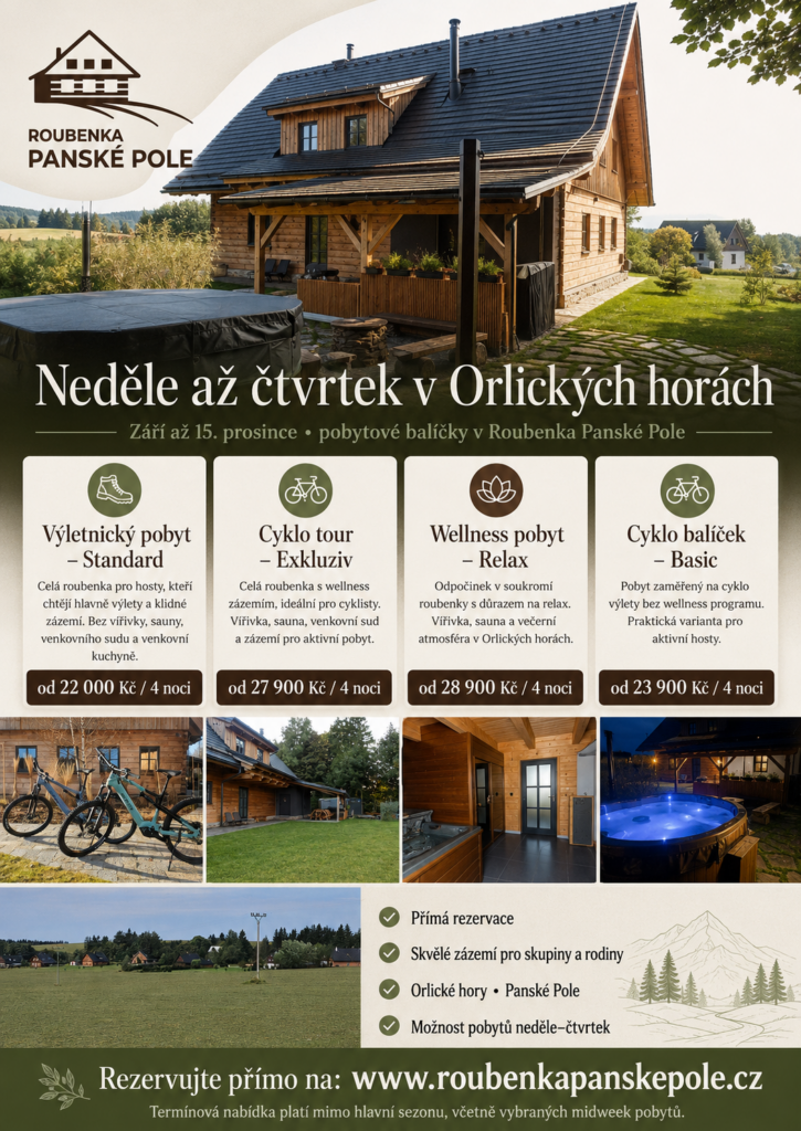 Zvýhodněné pobyty v Roubence Panské Pole v Orlických horách
